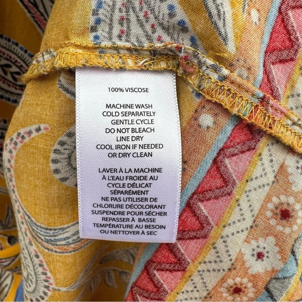 Beachlunchlounge Paisley Boho Marigold Yellow Sleeveless Shift Dress S Festival - Picture 5 of 9